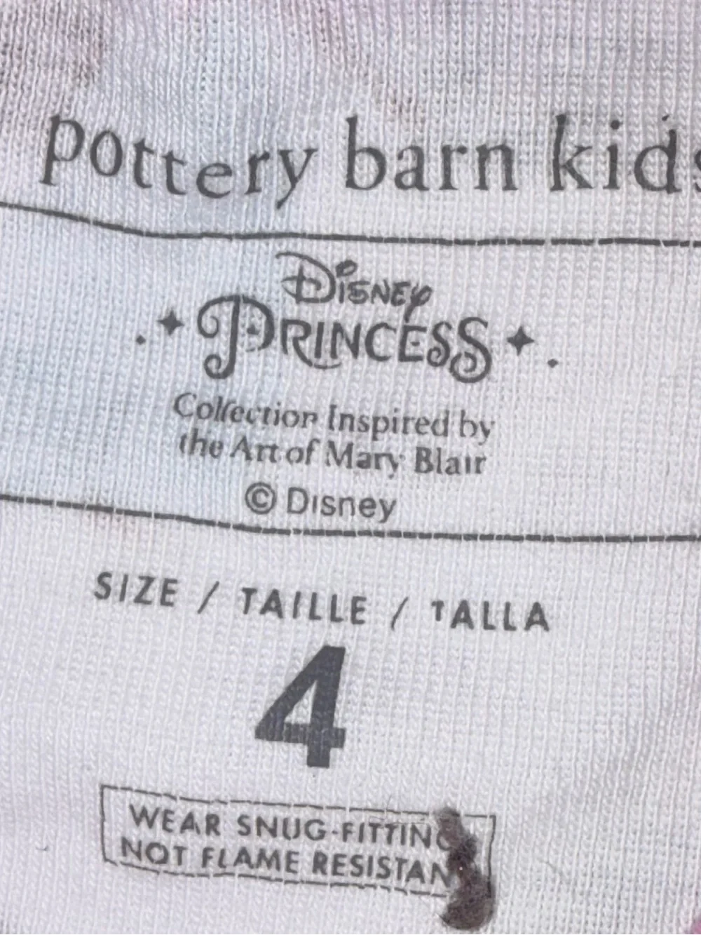 Disney for Pottery Barn Kids princess pajamas sz 4 EUC smoke free home